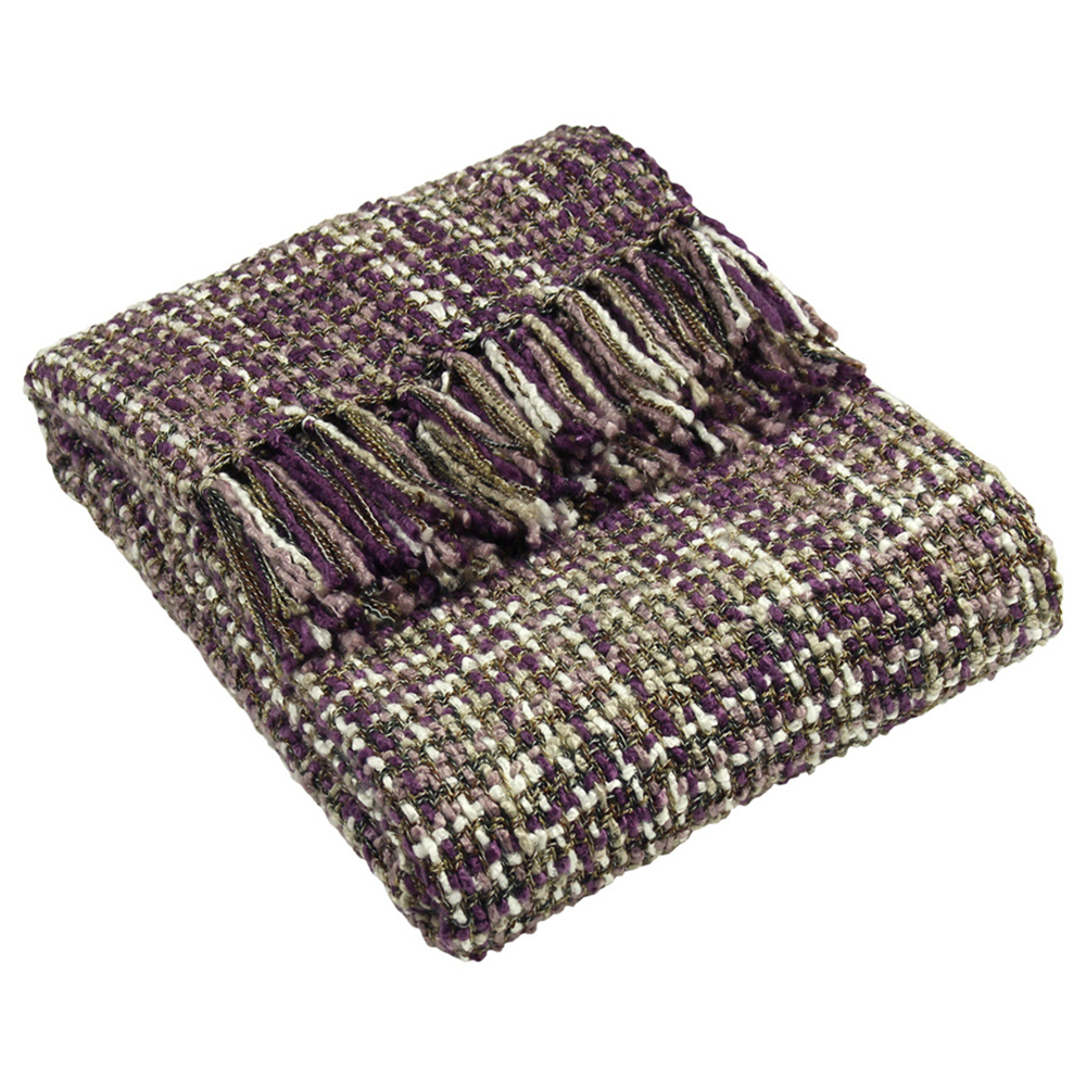 Paoletti Baoli Plum Chunky Woven Throw 140 x 180cm Image 1