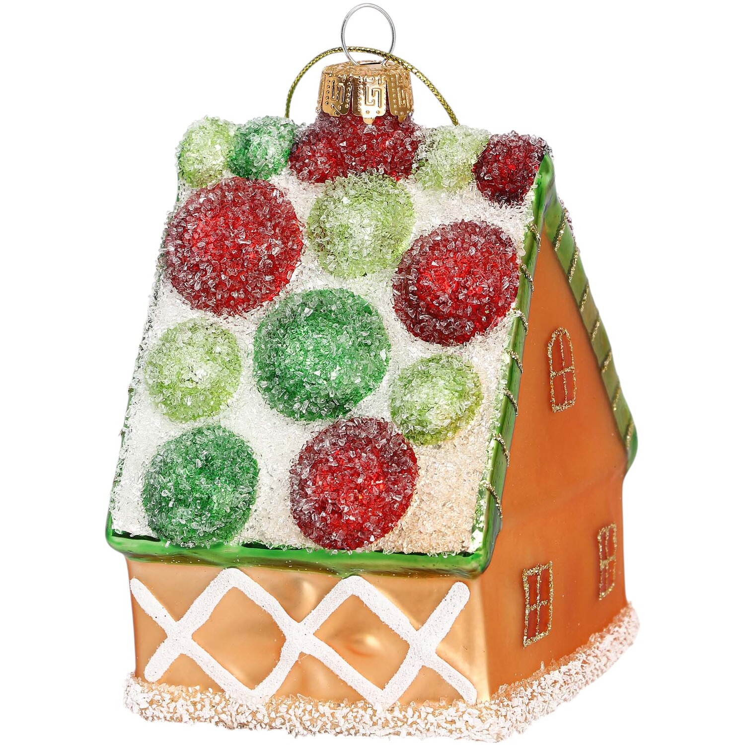 Glass Gingerbread House Tree Decoration Orange Image 4