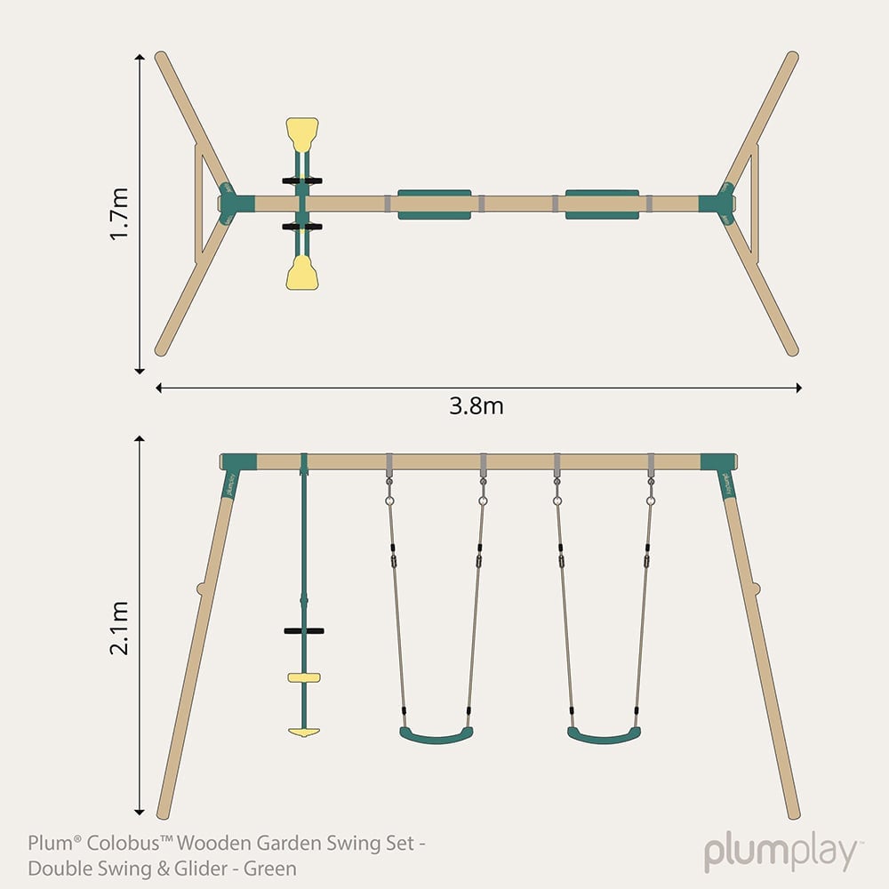 Plum Play Green Wooden Double Swing and Glider Set Image 5