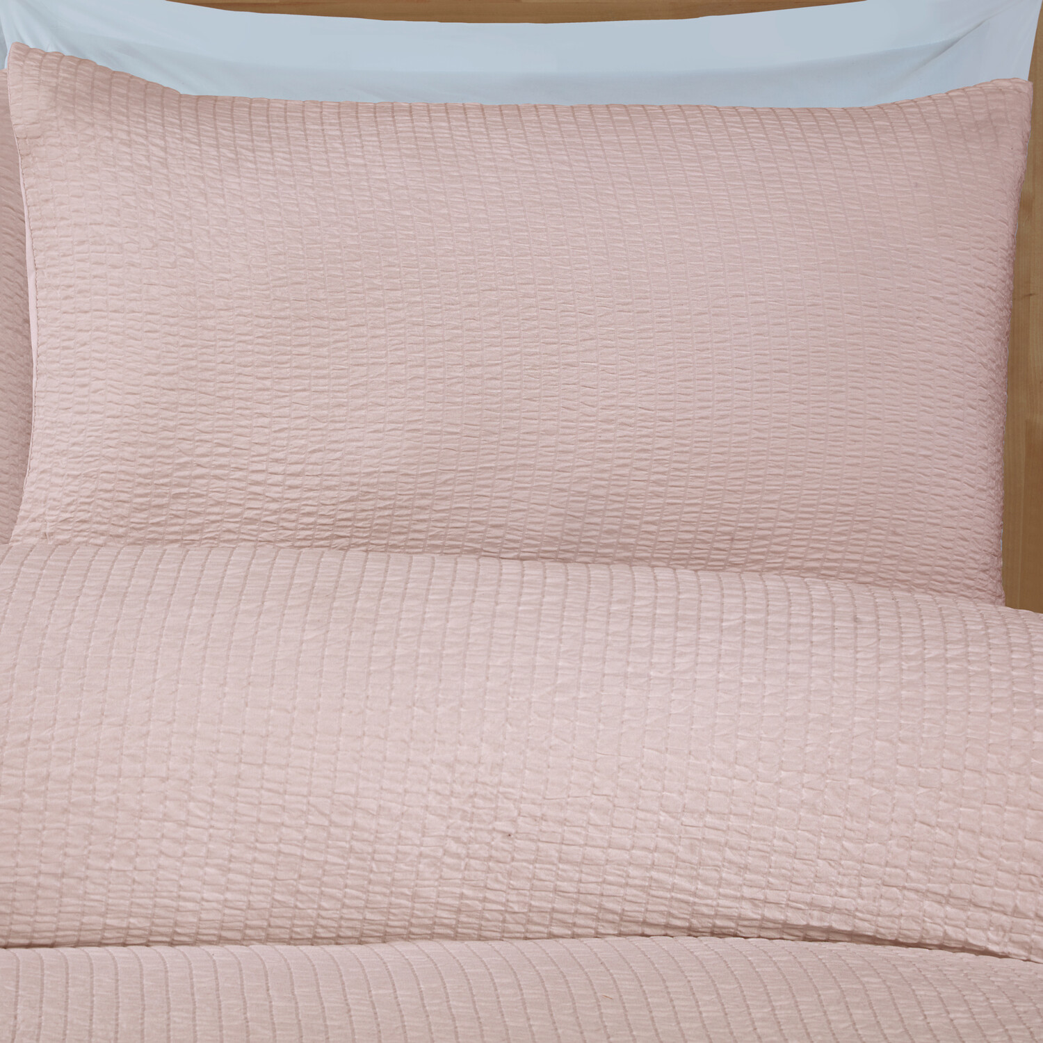 Seersucker Washable Duvet Set Blush King Image 4