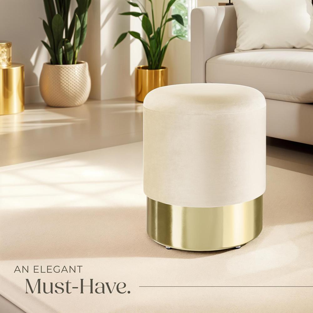 tectake Sarina Cream Padded Round Storage Stool Image 3