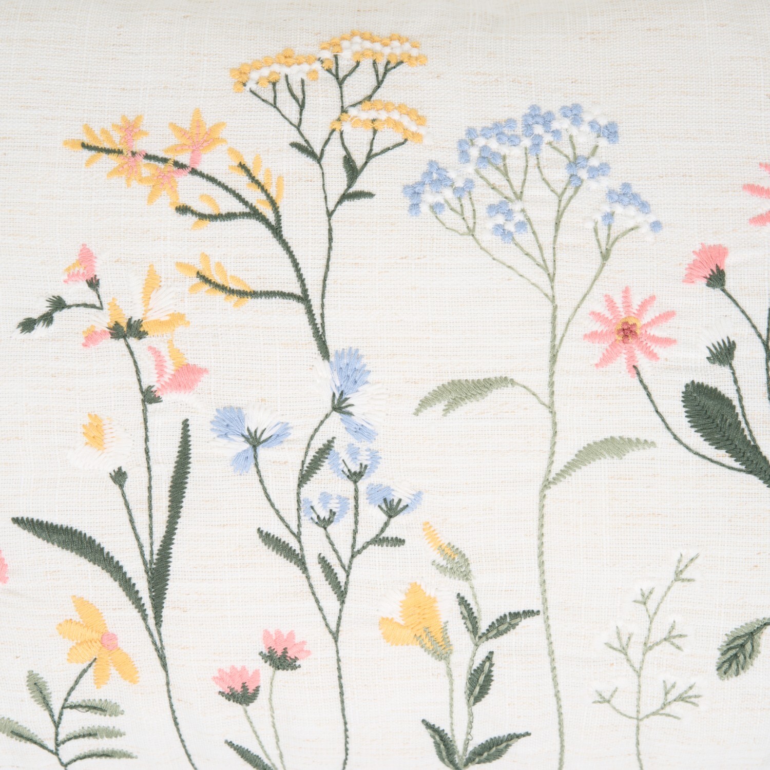 Posie Embroidered Cushion White Image 2