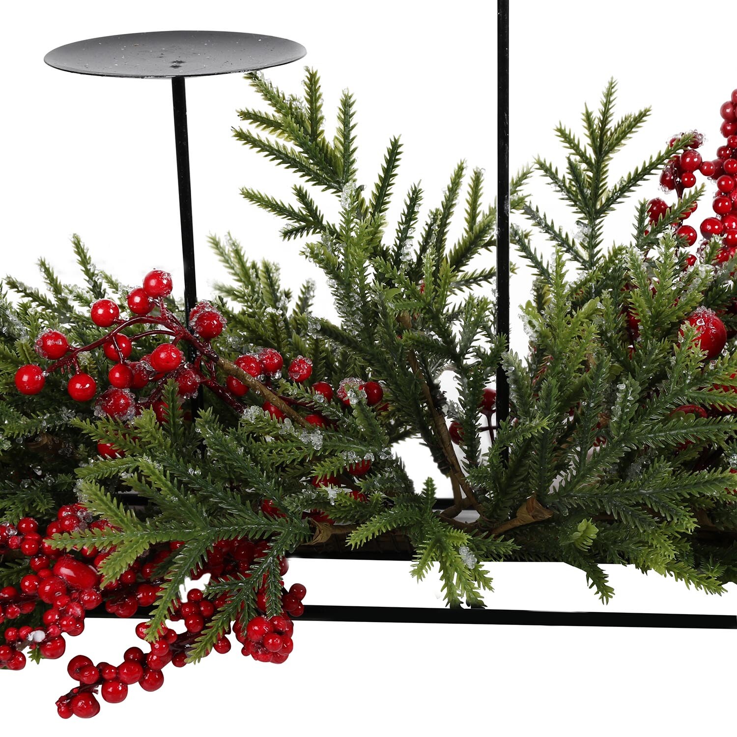 Splendid Frosted Berry Green Candle Holder Image 2