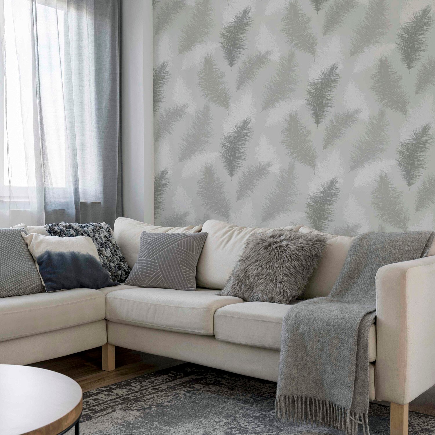 Sussaro Feather Wallpaper - Grey Image 3