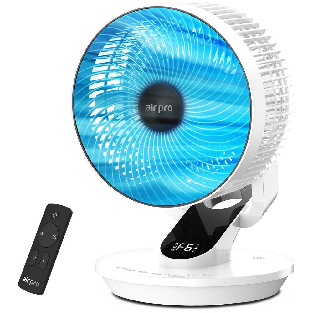 Air Pro White SmartVoice 3D Oscillating Black Desk Fan with Remote and Built-in Aroma Box 10 inch Image 2