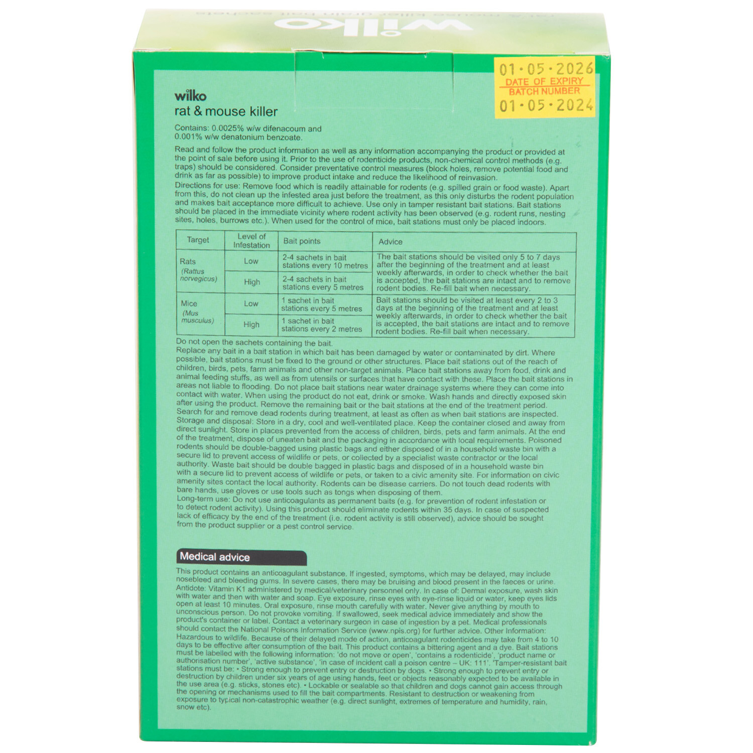 Pack of 6 Rat and Mouse Killer Grain Bait Sachets 25g Image 3