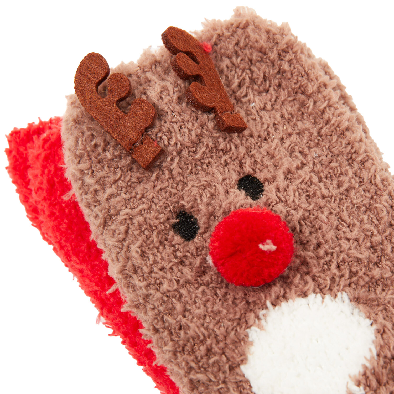 Reindeer Fluffy Socks - Brown Image 3