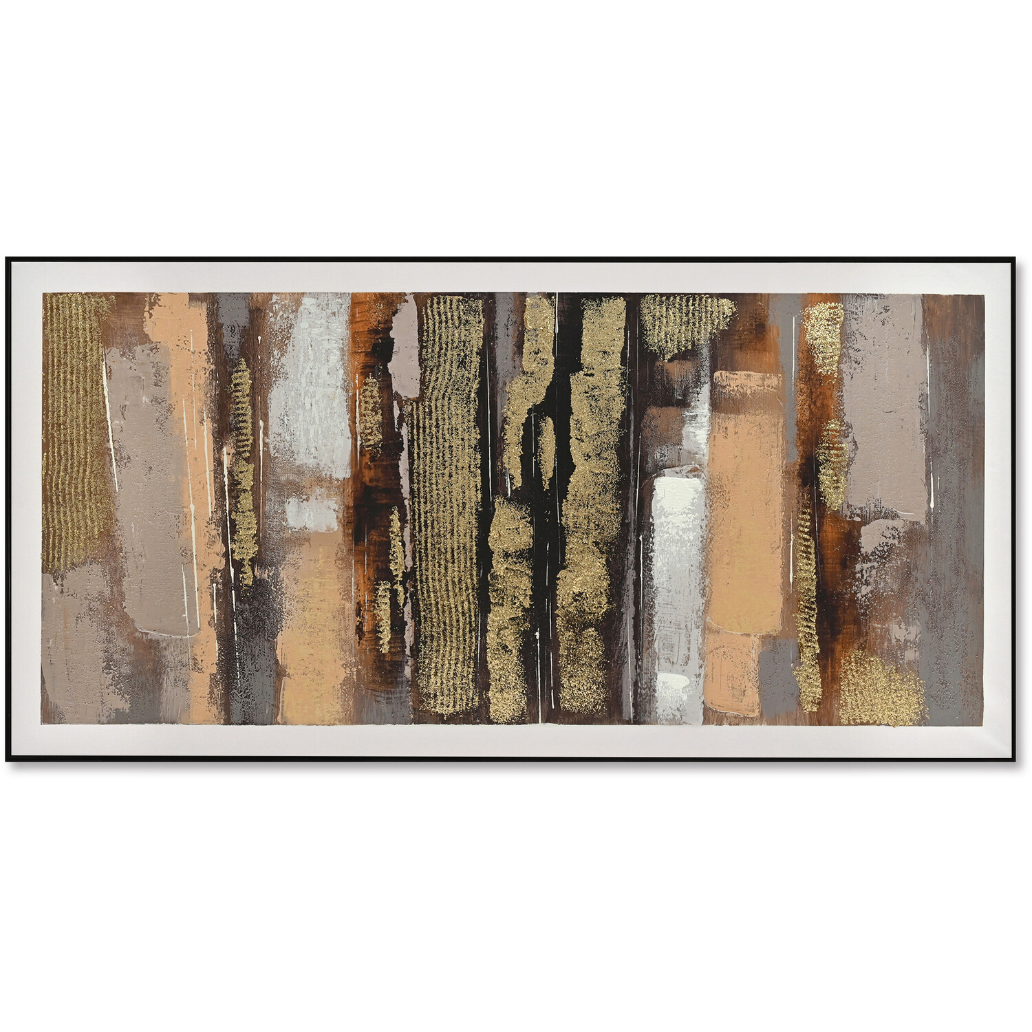 Bronze Effect Abstract Canvas - Multicolour Image 1