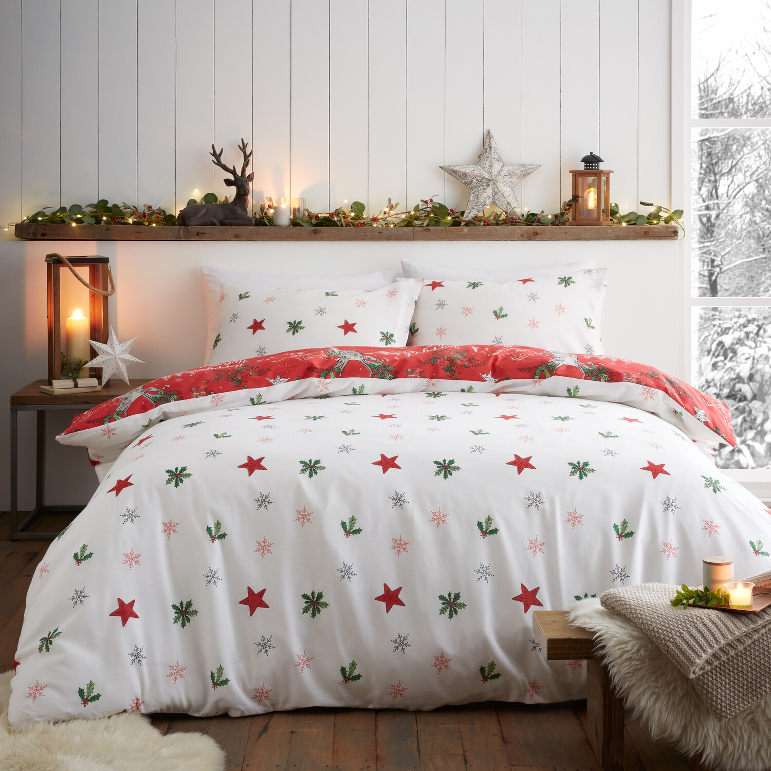 Santas North Pole Duvet Set - Red / Single Image 2
