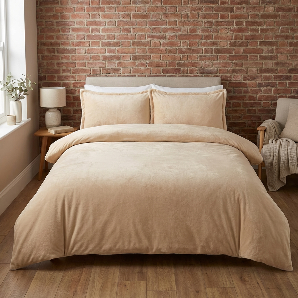 Selena Velvet Duvet Set Natural Superking Image 5