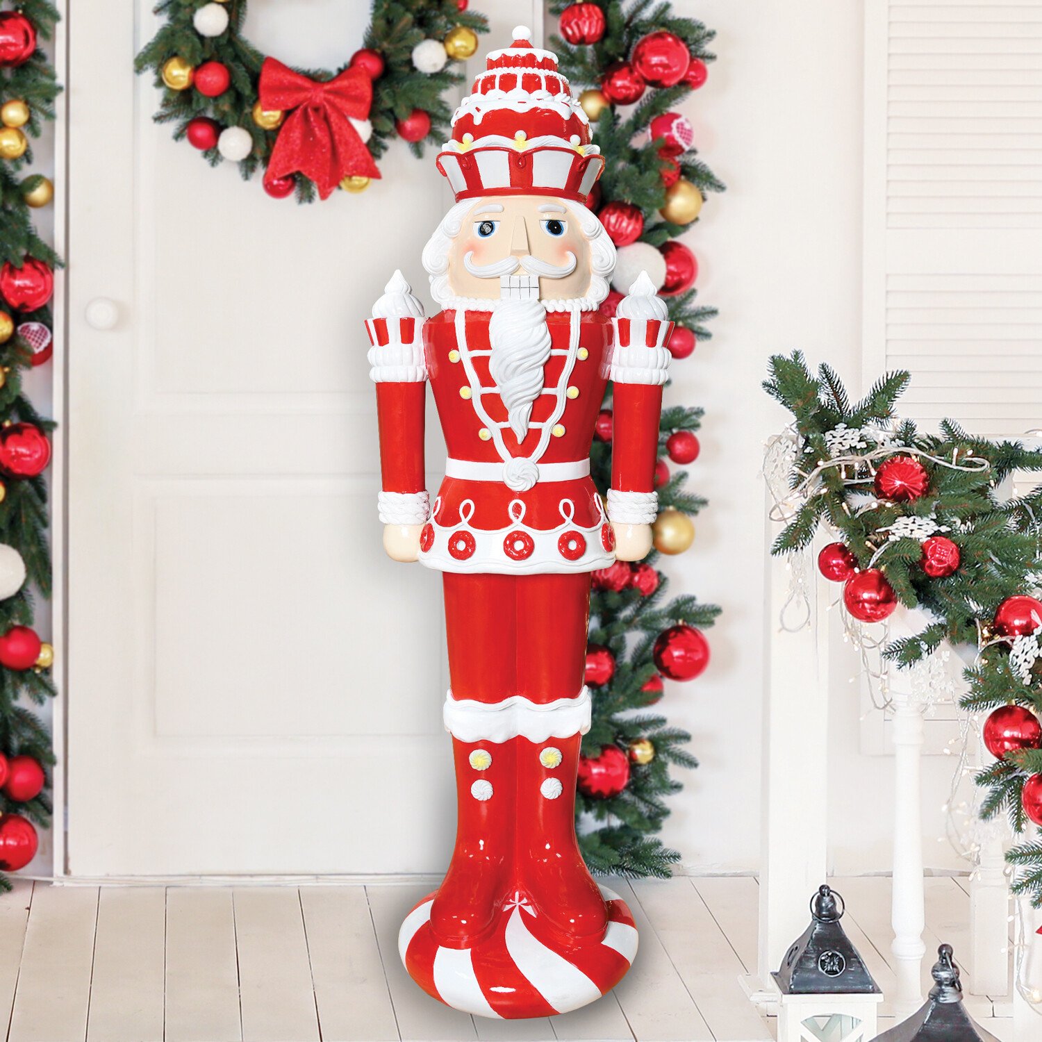 4ft LED Candy Cane Nutcracker - Red Image 6