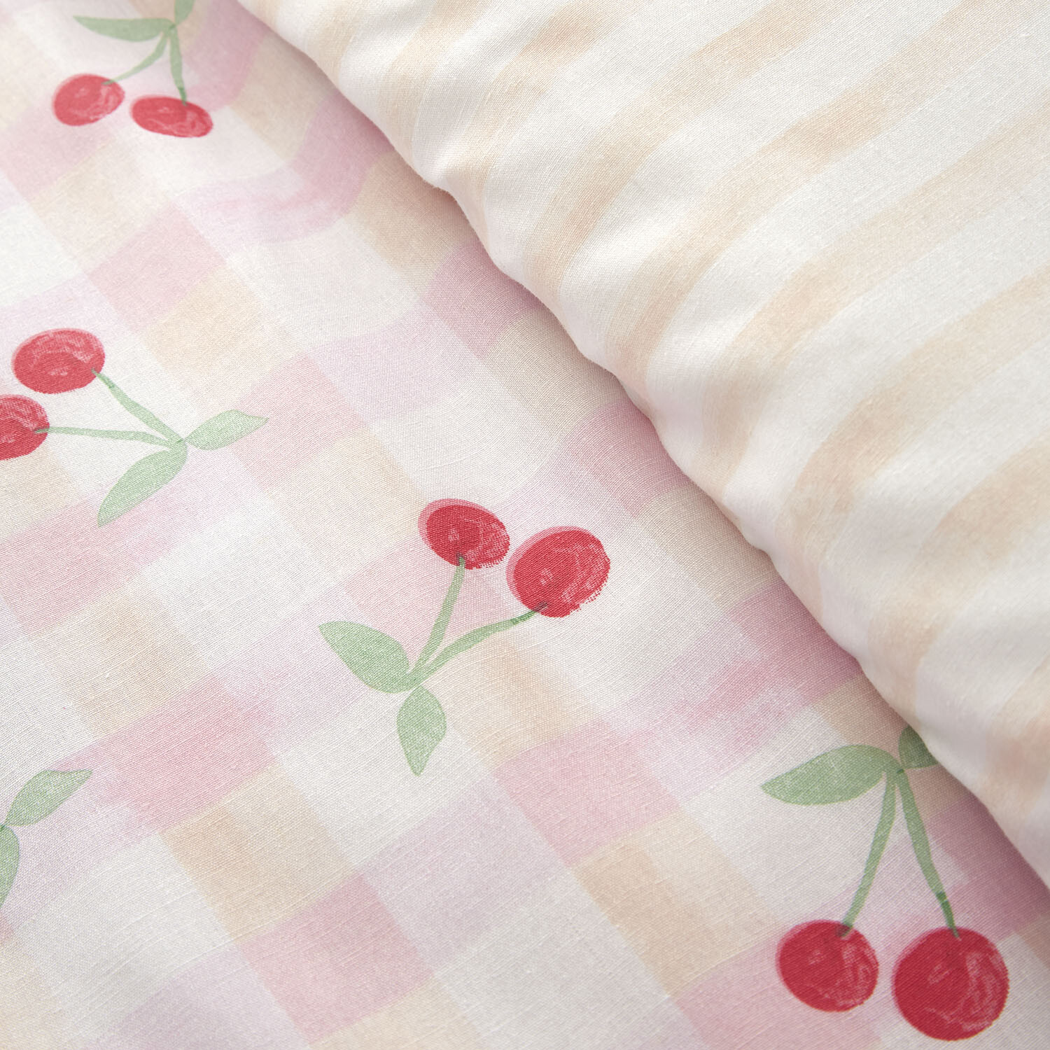 Cherries Gingham Duvet Set - Pink / Double Image 4