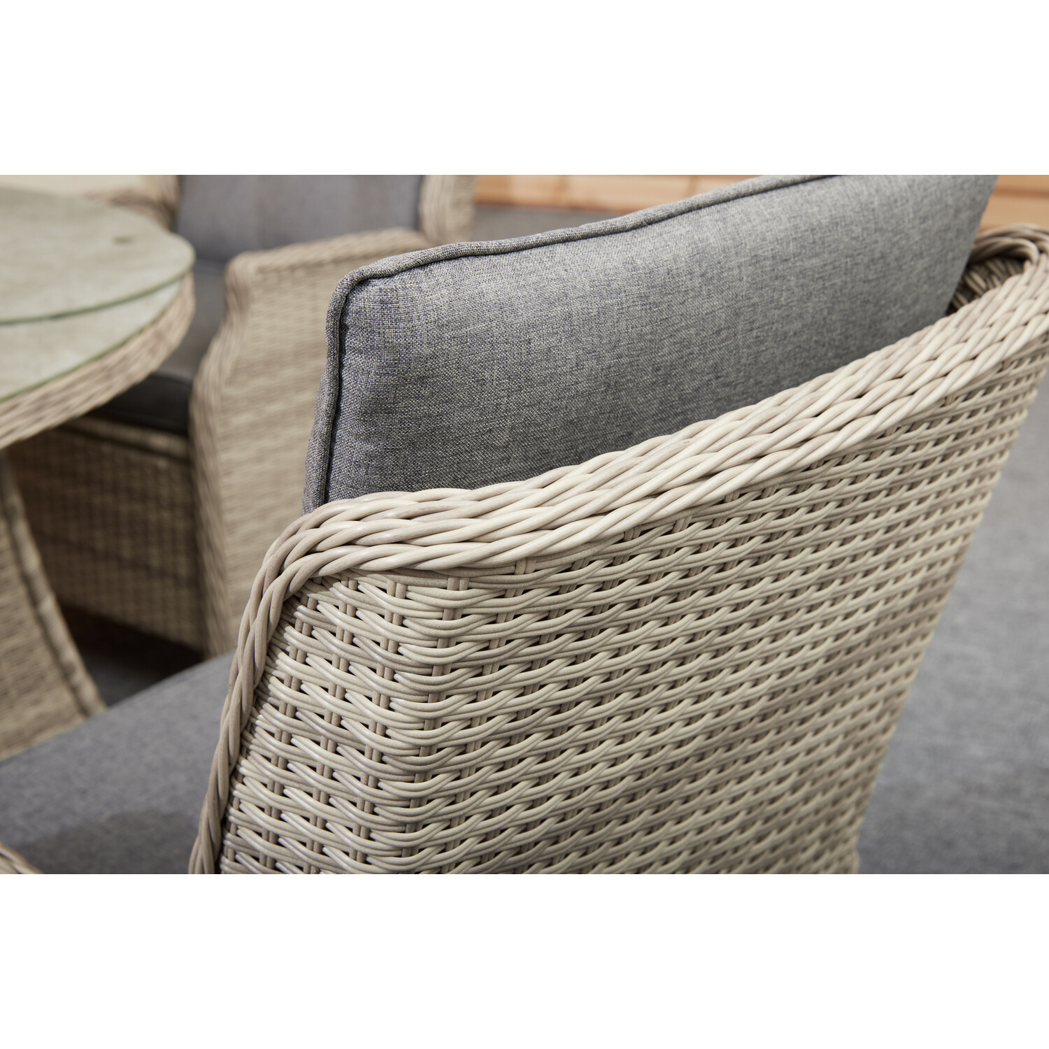 Cambridge Wicker 4 Seater Reclining Dining Set Natural Image 2