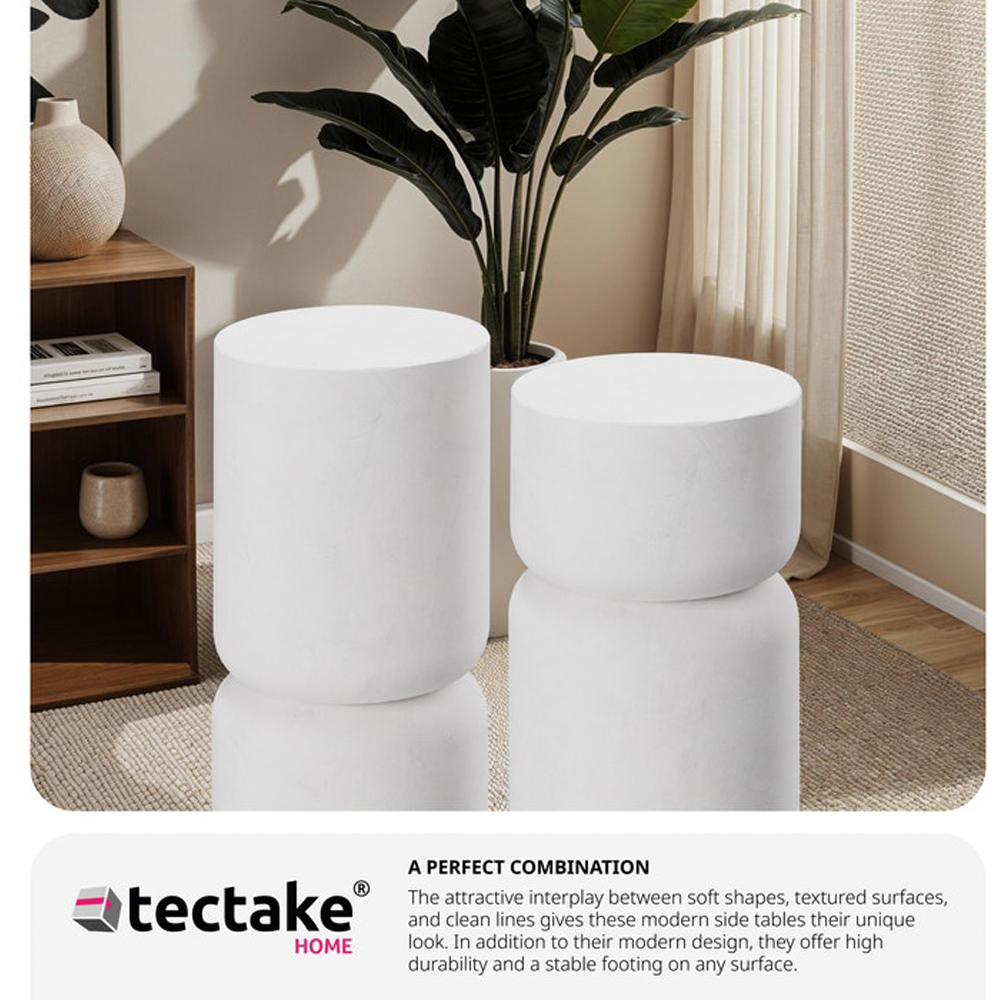 tectake Amine White Weatherproof Bedside Table Set of 2 Image 6