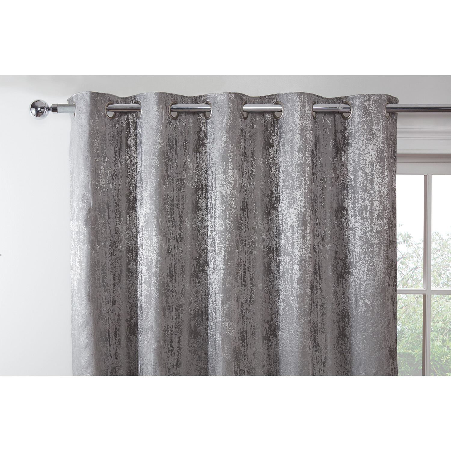 Divante Silver Agadir Jacquard Eyelet Curtains 187 x 168cm Image 3