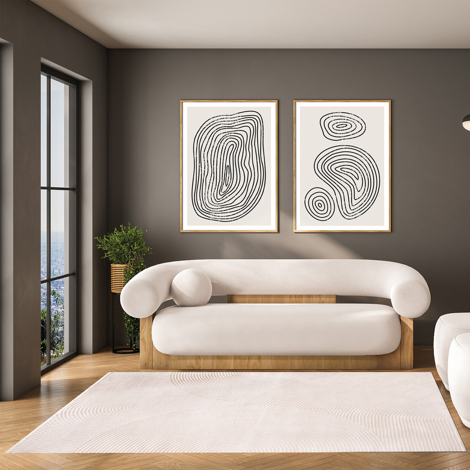 Avery Contemporary Arch Rug - Cream / 120cm Image 2