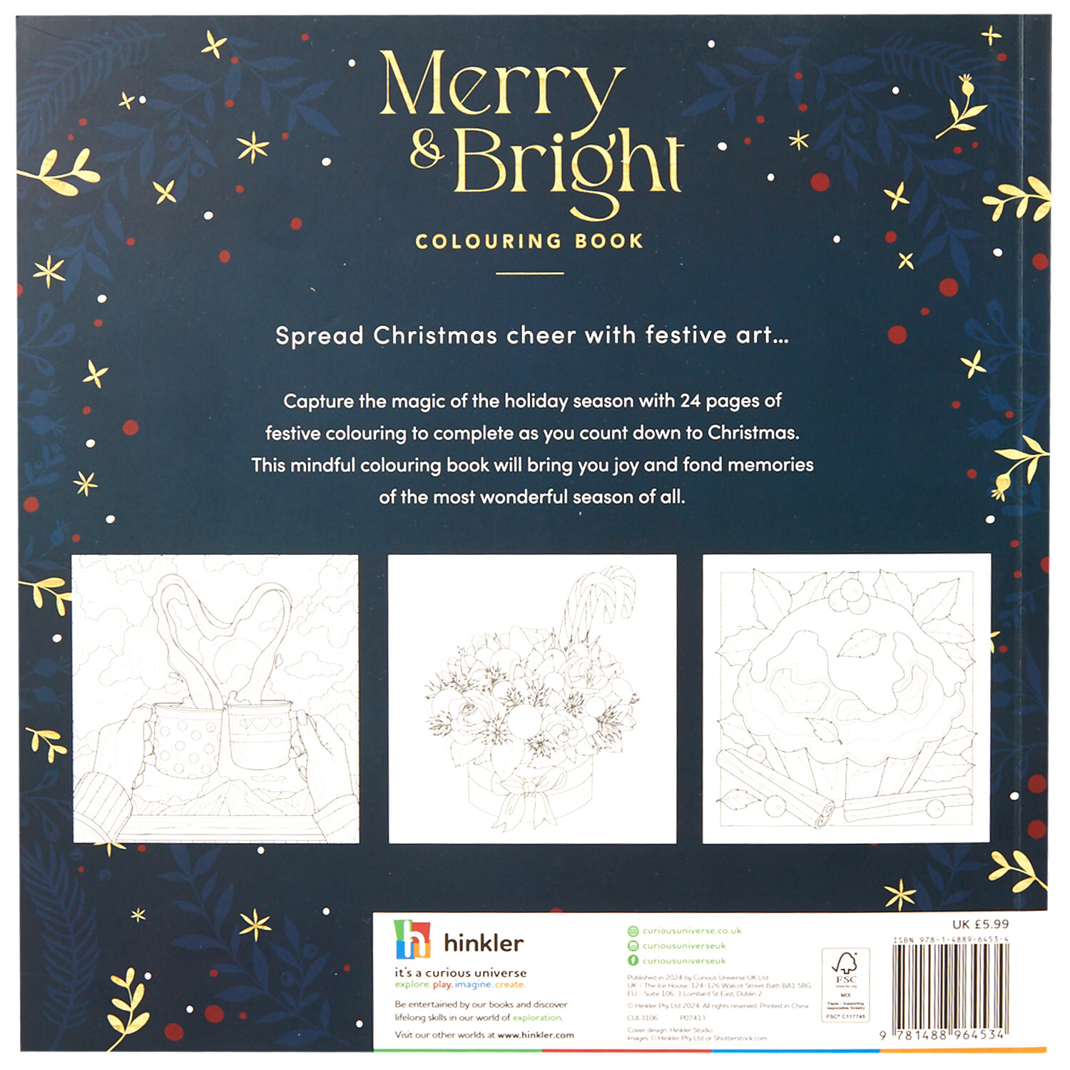 Merry and Bright Colouring Book - Multicolour Image 2