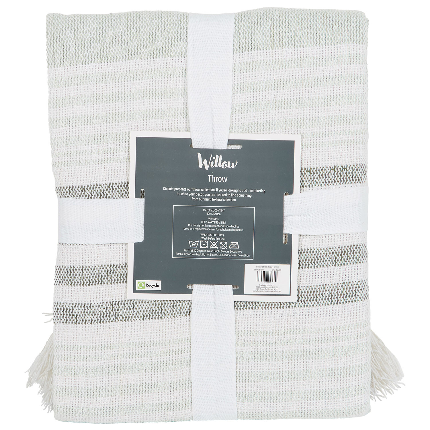 Willow Stripe Throw - Green and White Image 2