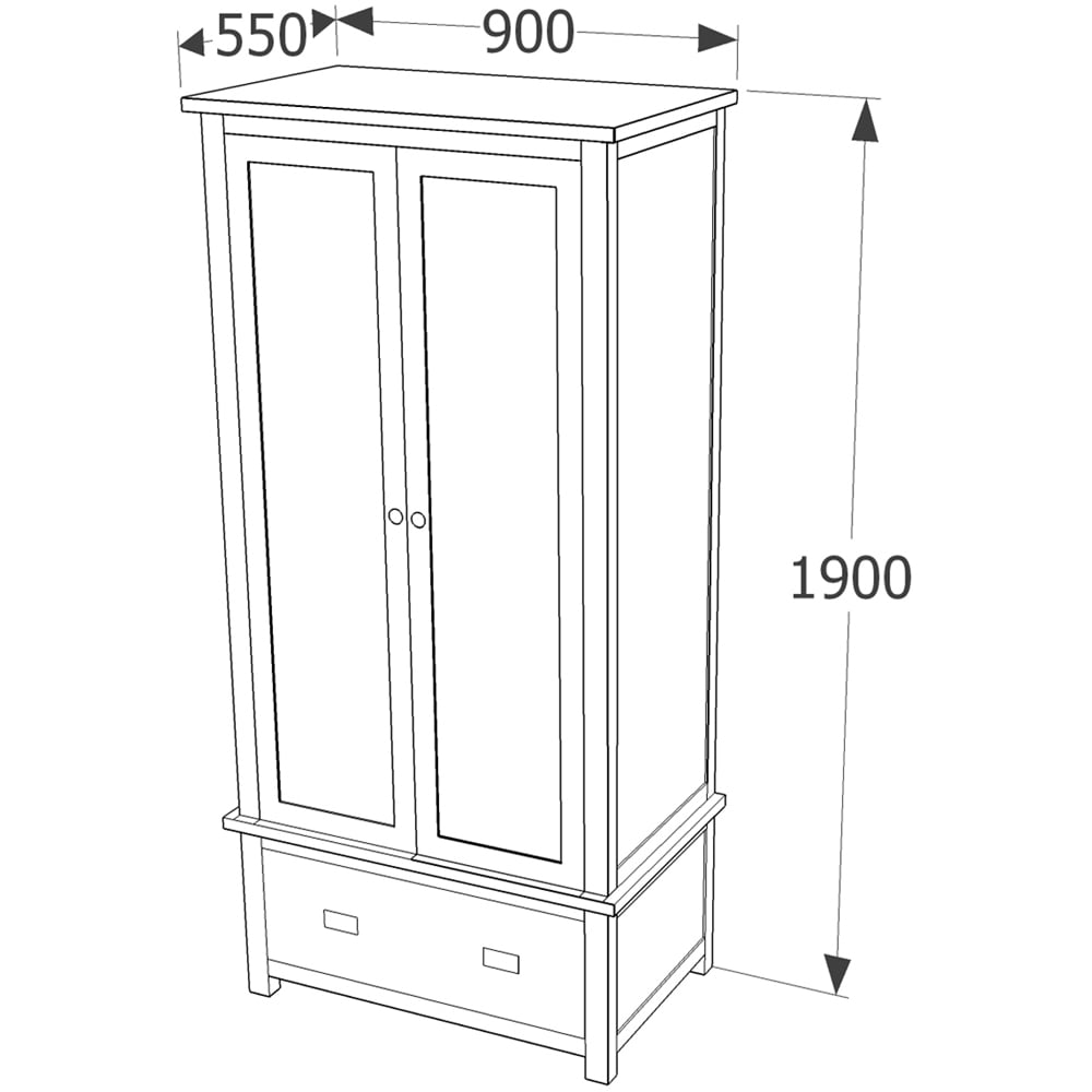 Core Products Boston 2 Door Single Drawer Wardrobe Image 8