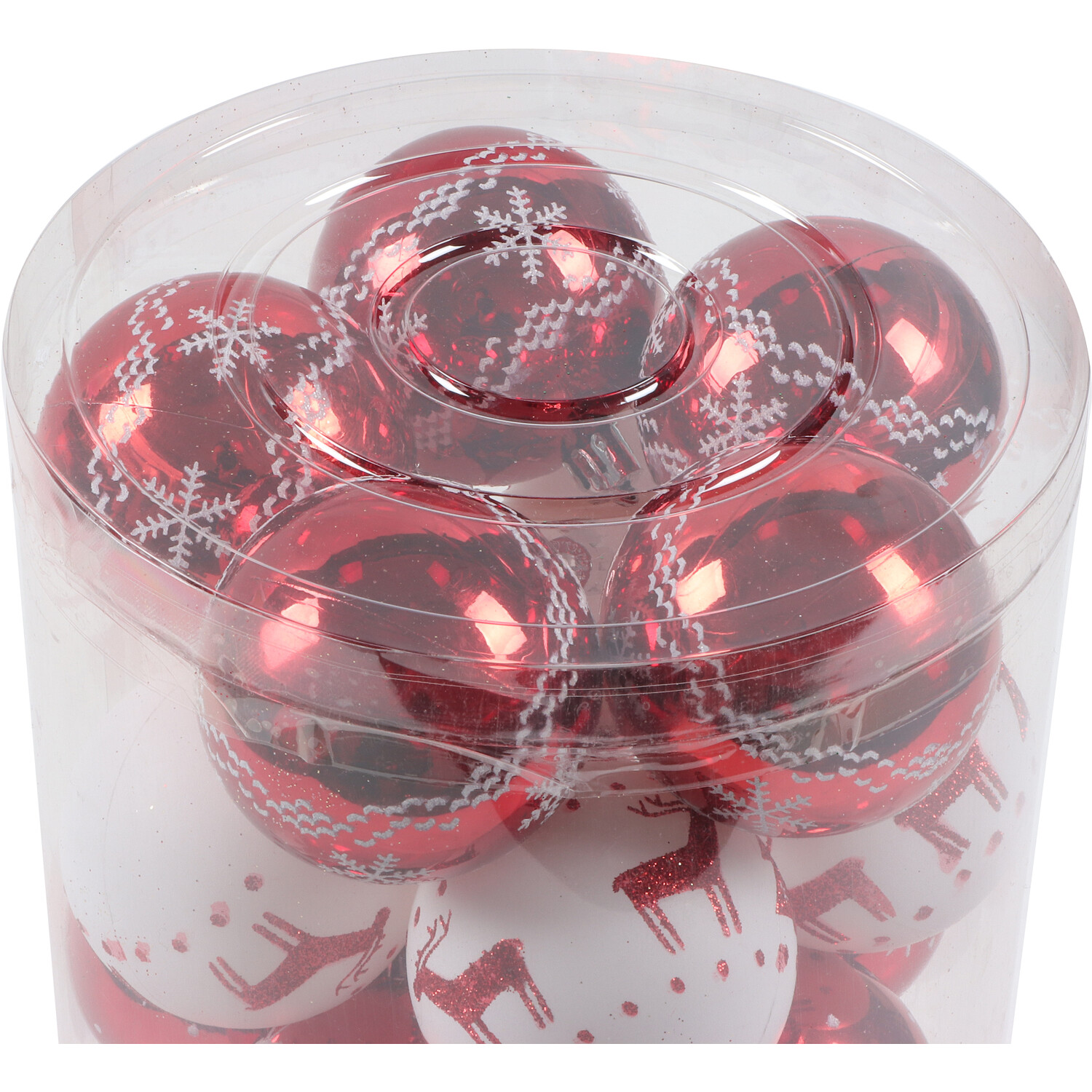 Set of 30 Santa's Chalet Bauble Pack White and Red Image 3