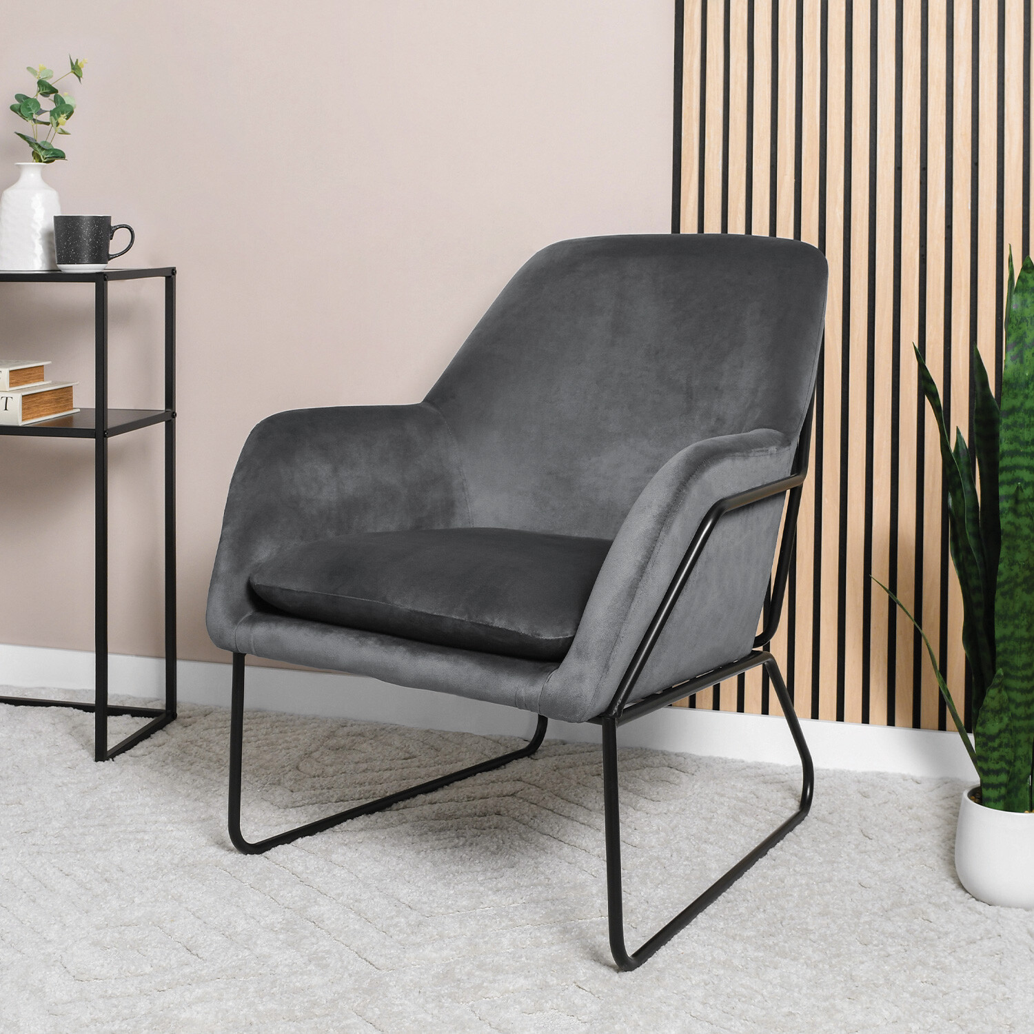 Margot Grey Velvet Accent Chair Image 1