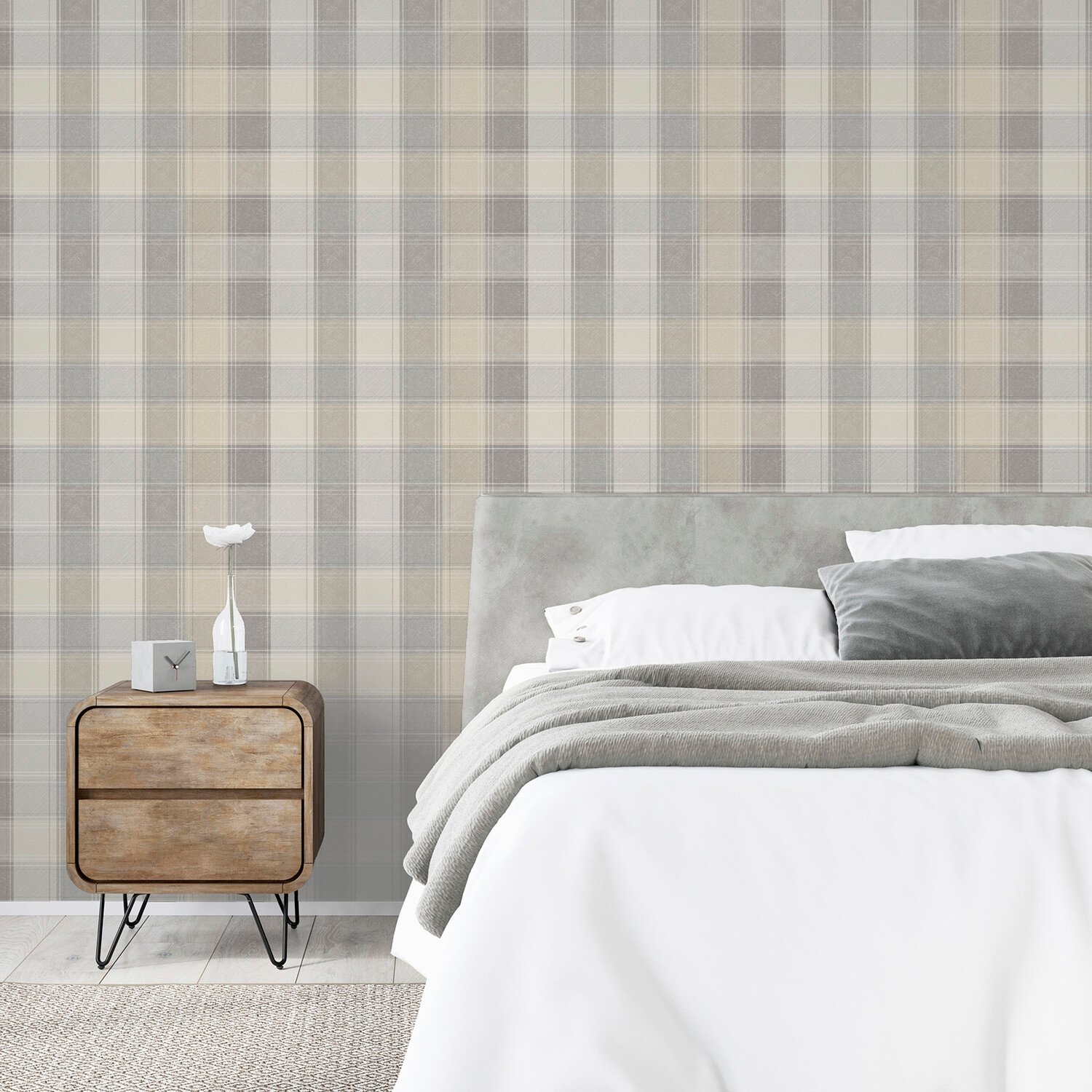 Country Classic Check Wallpaper - Grey Image 5