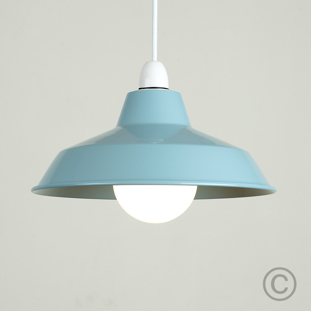 ValueLights Colby Cornflower Blue Retro Ceiling Pendant Light Shade Image 3