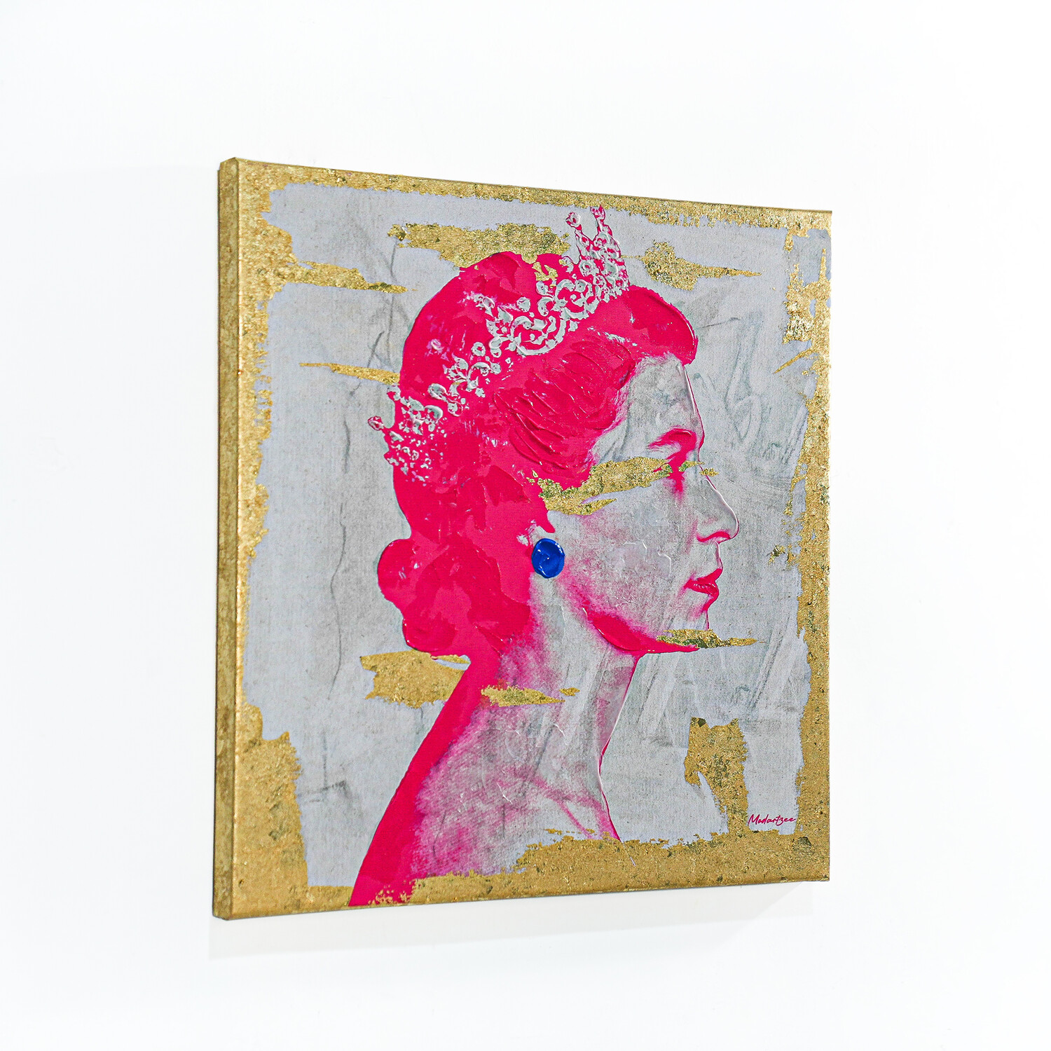 Modartzee Vibrant Queen Gold Foiled Canvas Pink Image 2