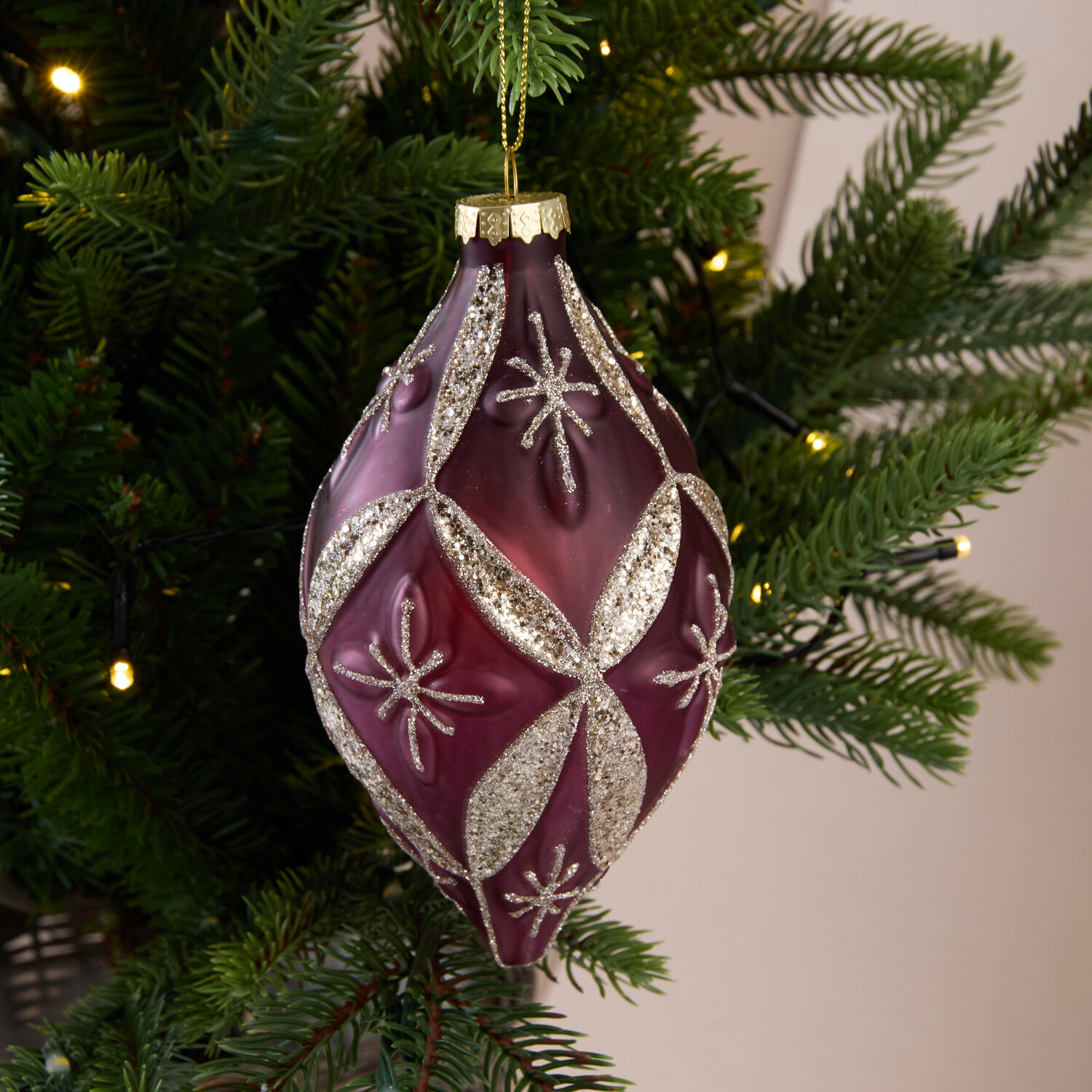 Glitter Patterned Droplet Plum Image 2