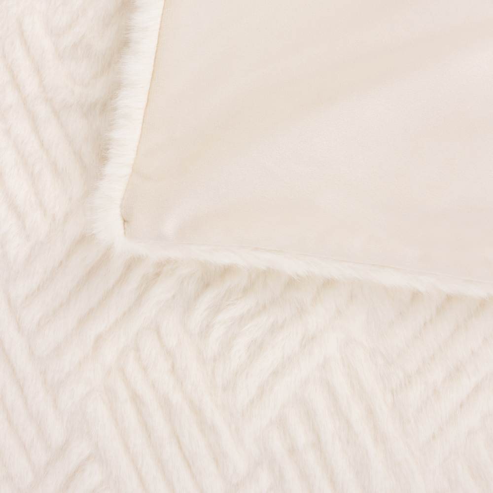 Paoletti Sonnet Ecru Cut Faux Fur Throw 130 x 180cm Image 3