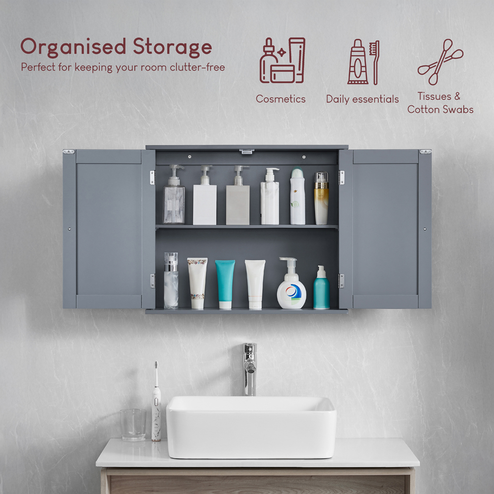 BATH VIDA Priano 2 Door Grey Wall Mounted Bathroom Cabinet Image 6