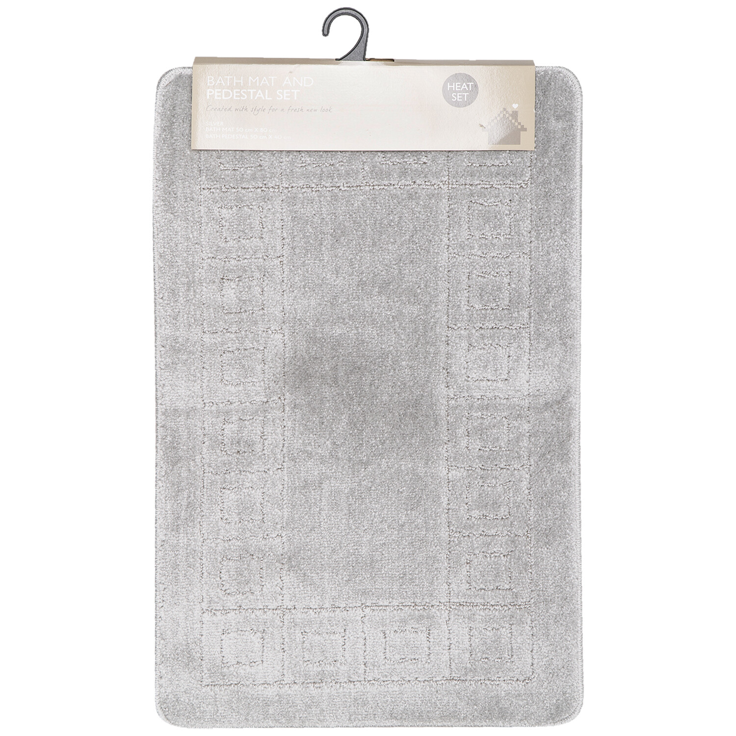 Silver Bath Mat and Pedestal Set Image 2