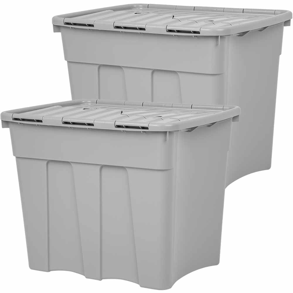 Wham 80L Grey Upcycle Crocodile Storage Box with Lid 2 Pack Image 1