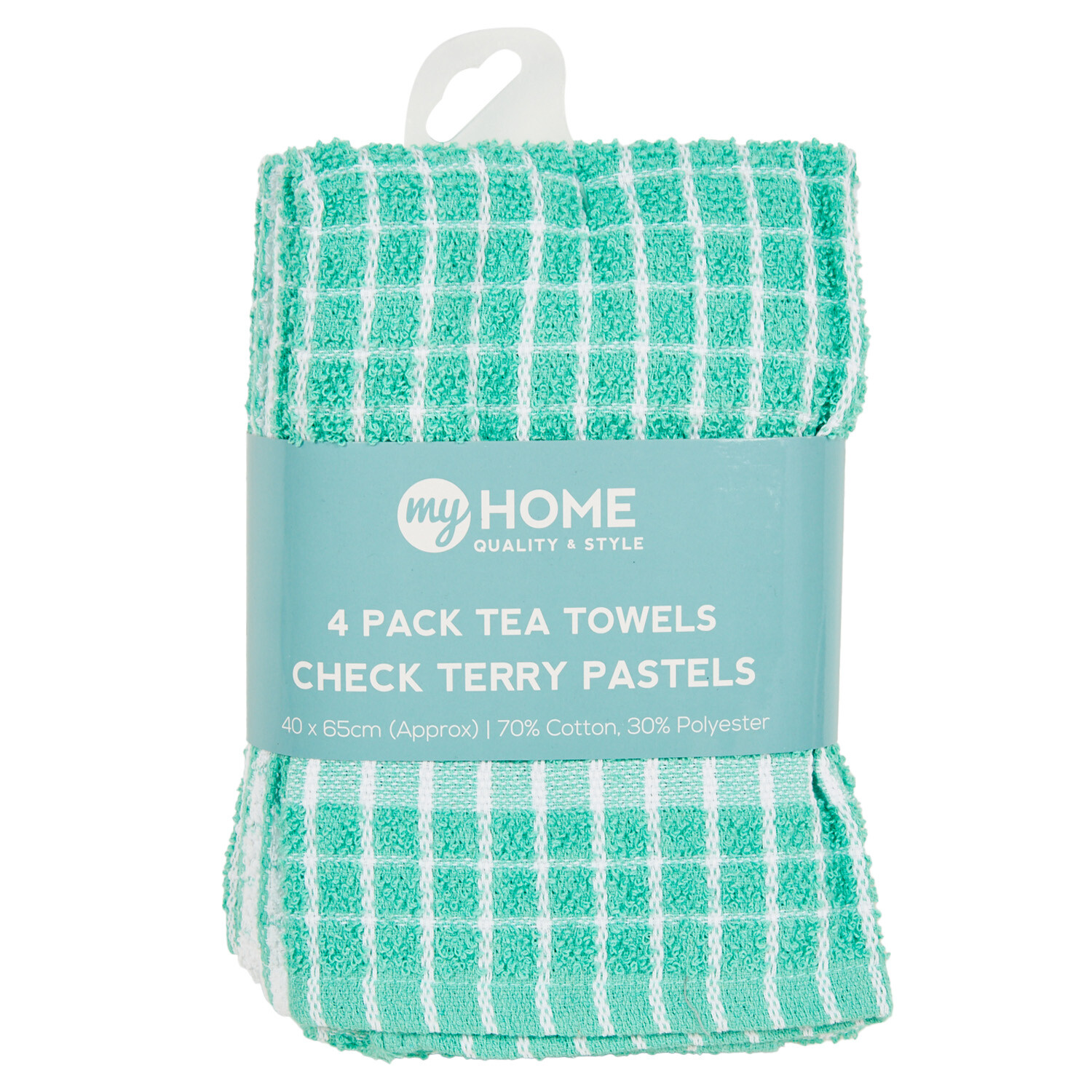 Pack of 4 Check Terry Tea Towel Pastels - Pastel Image 1