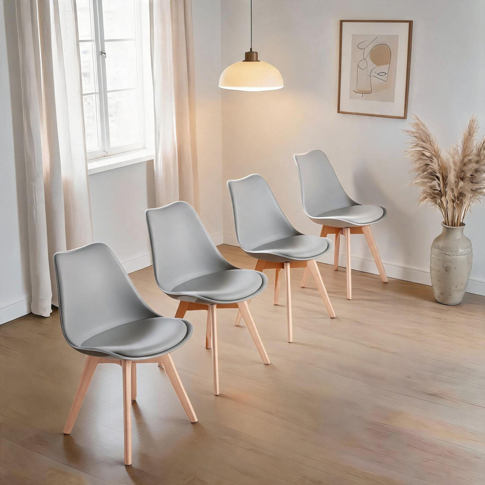Home Source Braga 4 Seater White Dining Table with Grey Lisbon Chairs Image 5