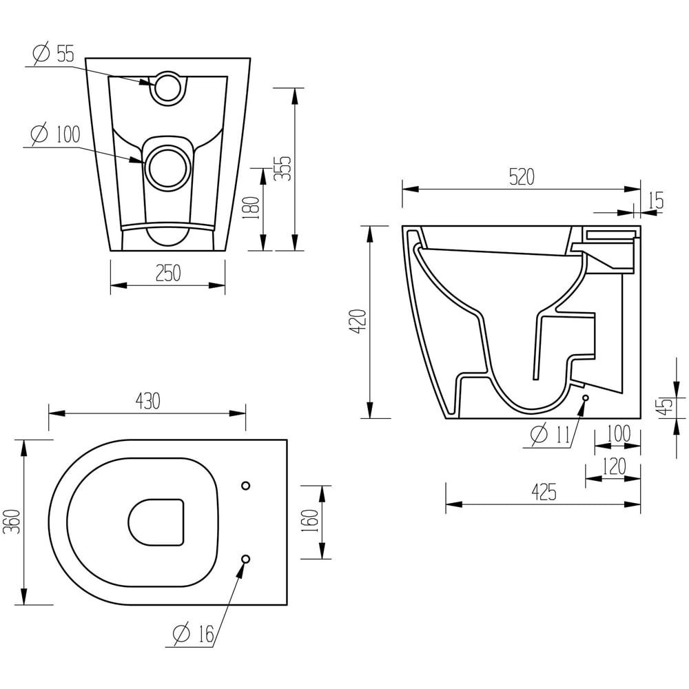 Bathstore Bavaro Back to Wall WC and Soft Close Seat with Dual Flush Image 4