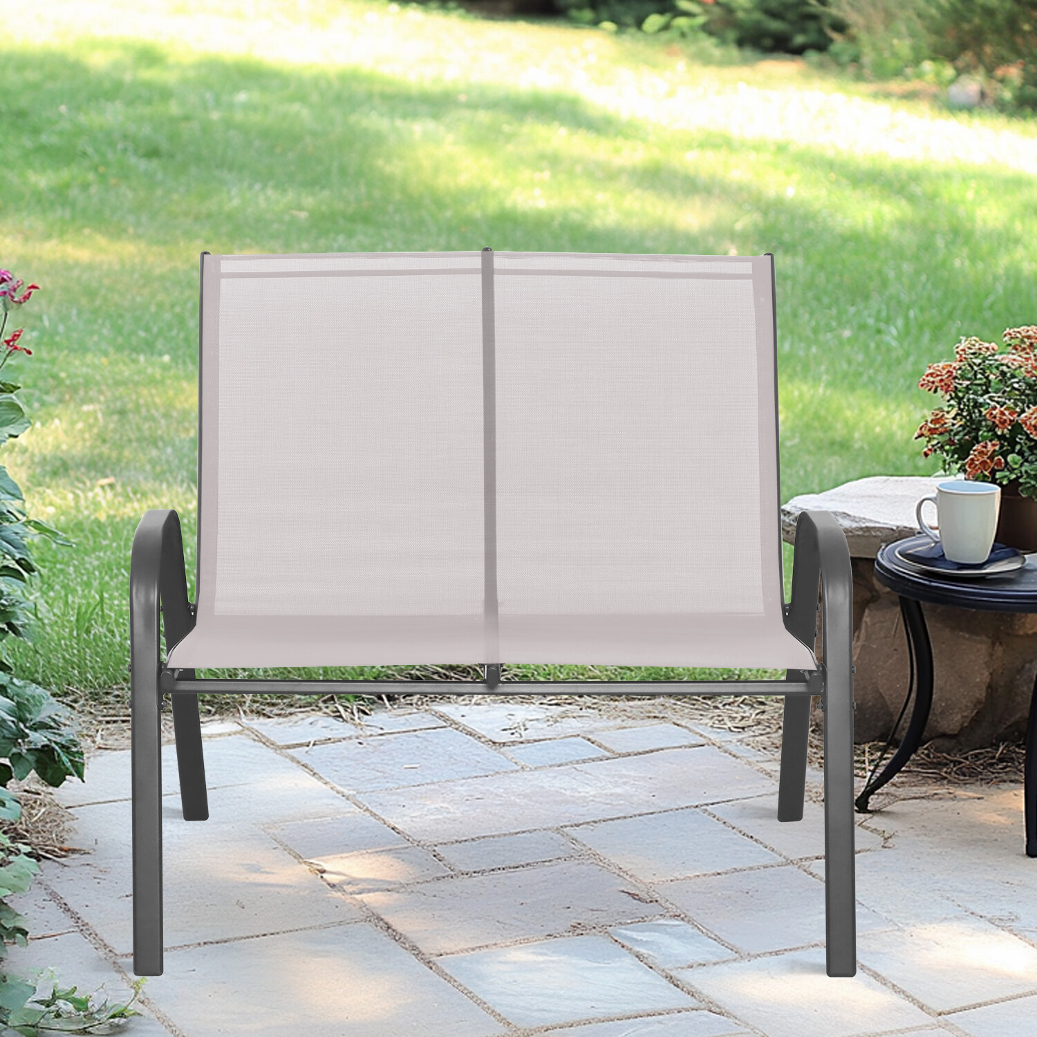 Maya Textilene Bench - Grey Image 2