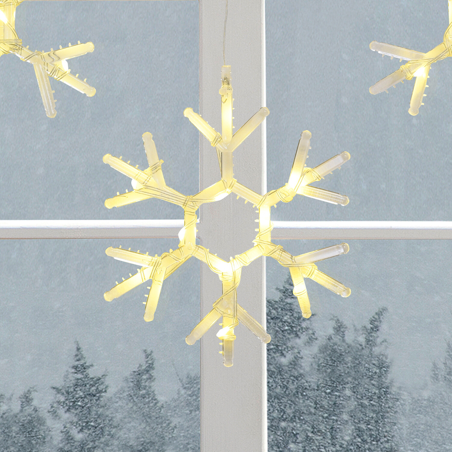 9 Piece Snowflake Curtain LightsClear Image 6