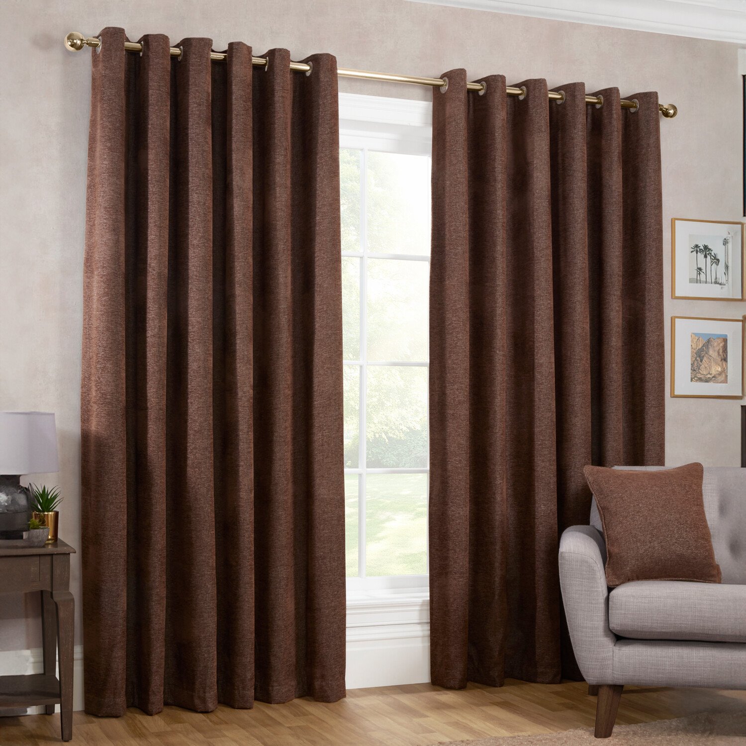 Aspen Eyelet CurtainMocha168cm137cm Image 2