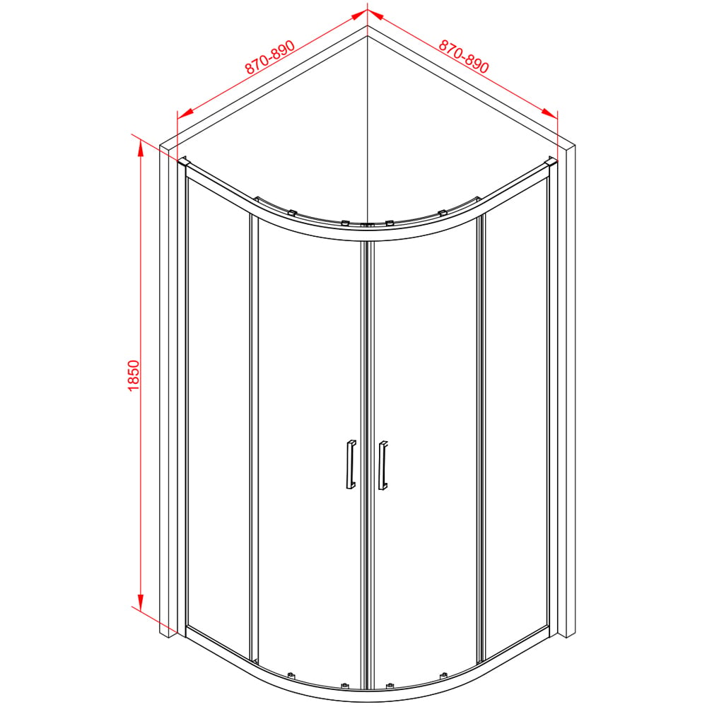 Bathstore Atlantis 2 Door Black Toughened Safety Glass Quadrant Shower Enclosure 900mm Image 5