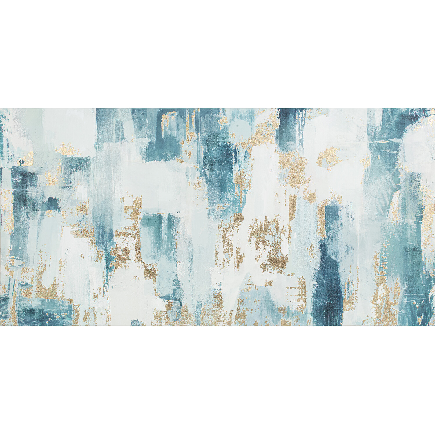Cyan Gold Foil Abstract Canvas Blue Image 1
