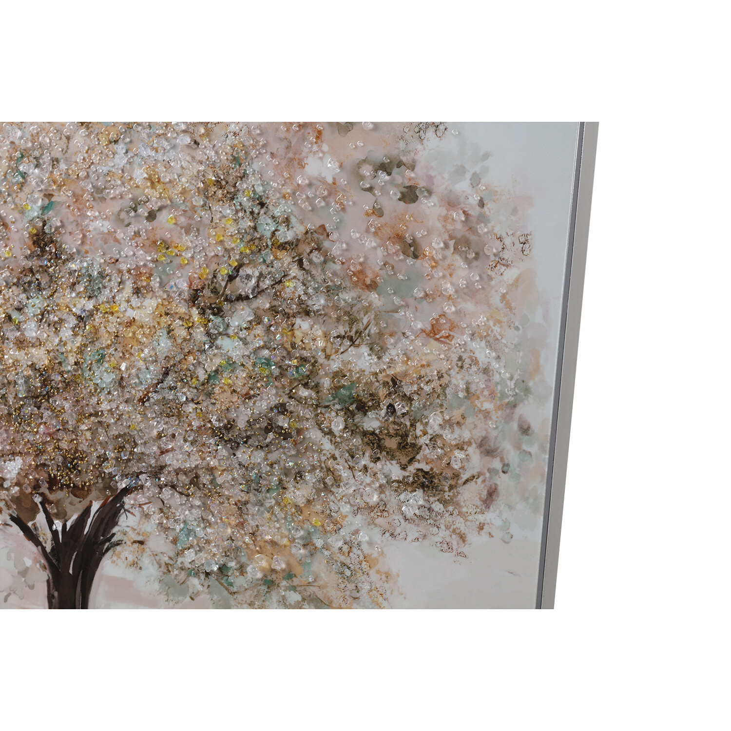 Muted Pastel Tree Embellished Wall Art - Natural Image 2