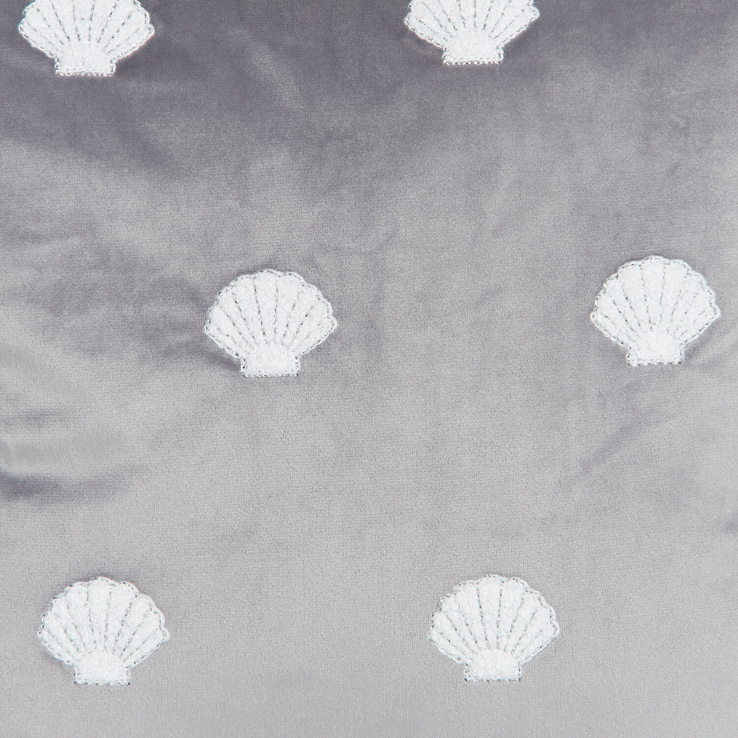 Shells Tufted Cushion  Grey and White Image 4