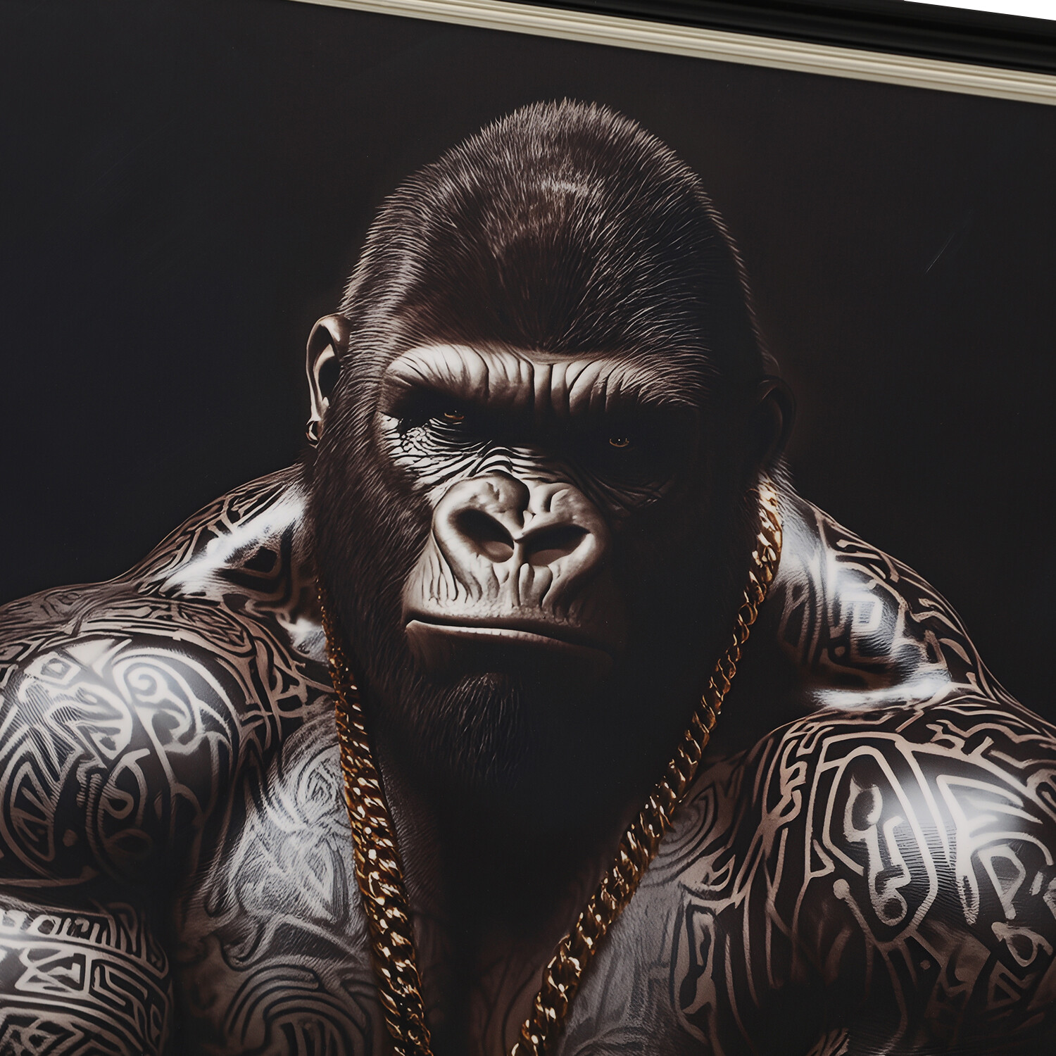 Tattooed Gorilla Gloss Art Frame Black Image 4