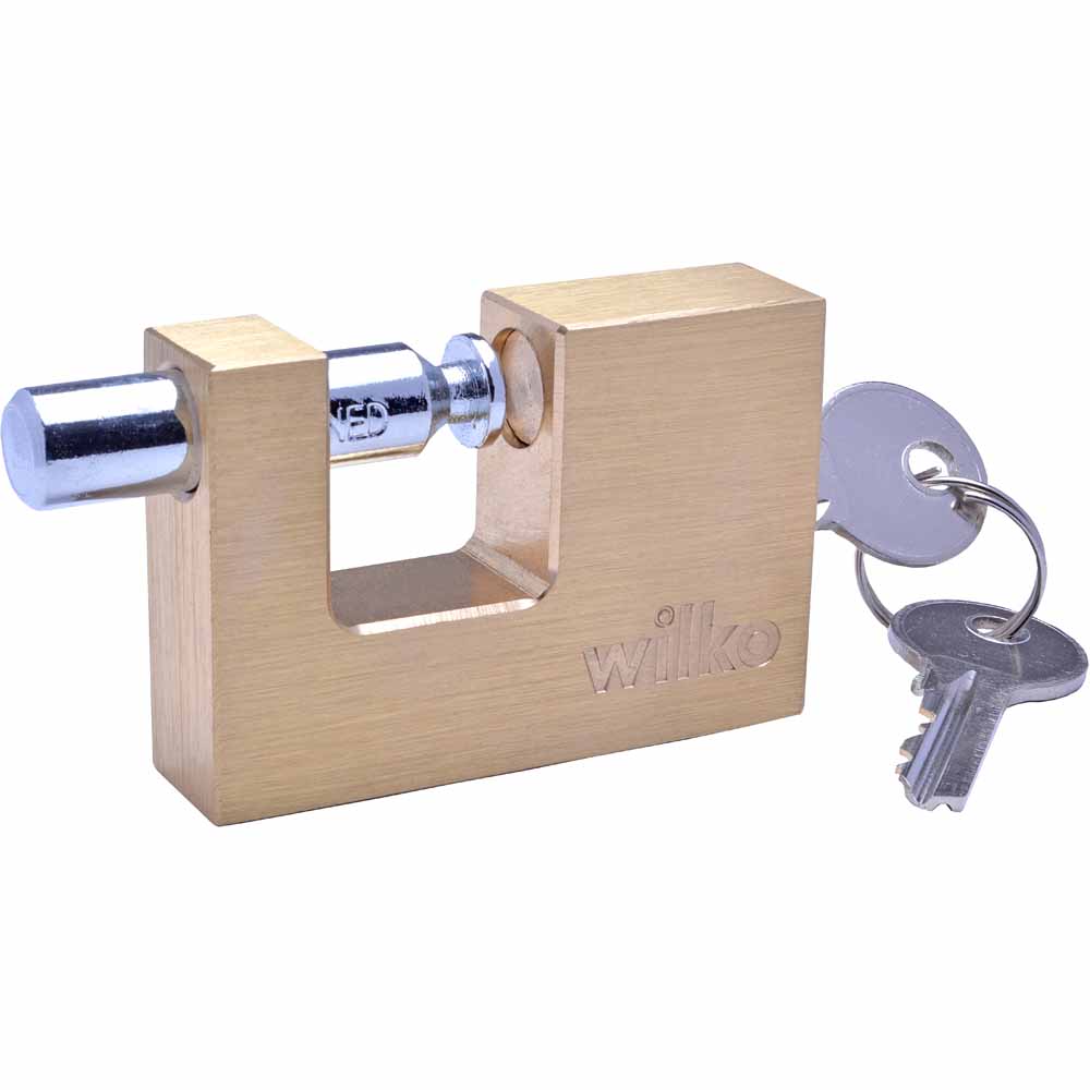 Wilko 70mm Brass Block Padlock with 2 Keys Image 3