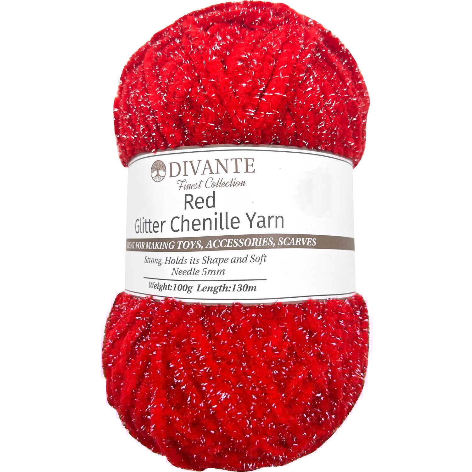 Soft Glitter Chenille Yarn Red Image 2