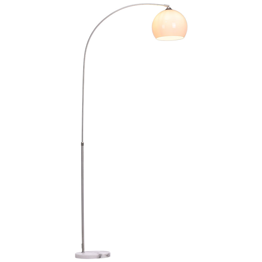 Living and Home Modern Arched Floor Lamp with White Lampshade Image 3