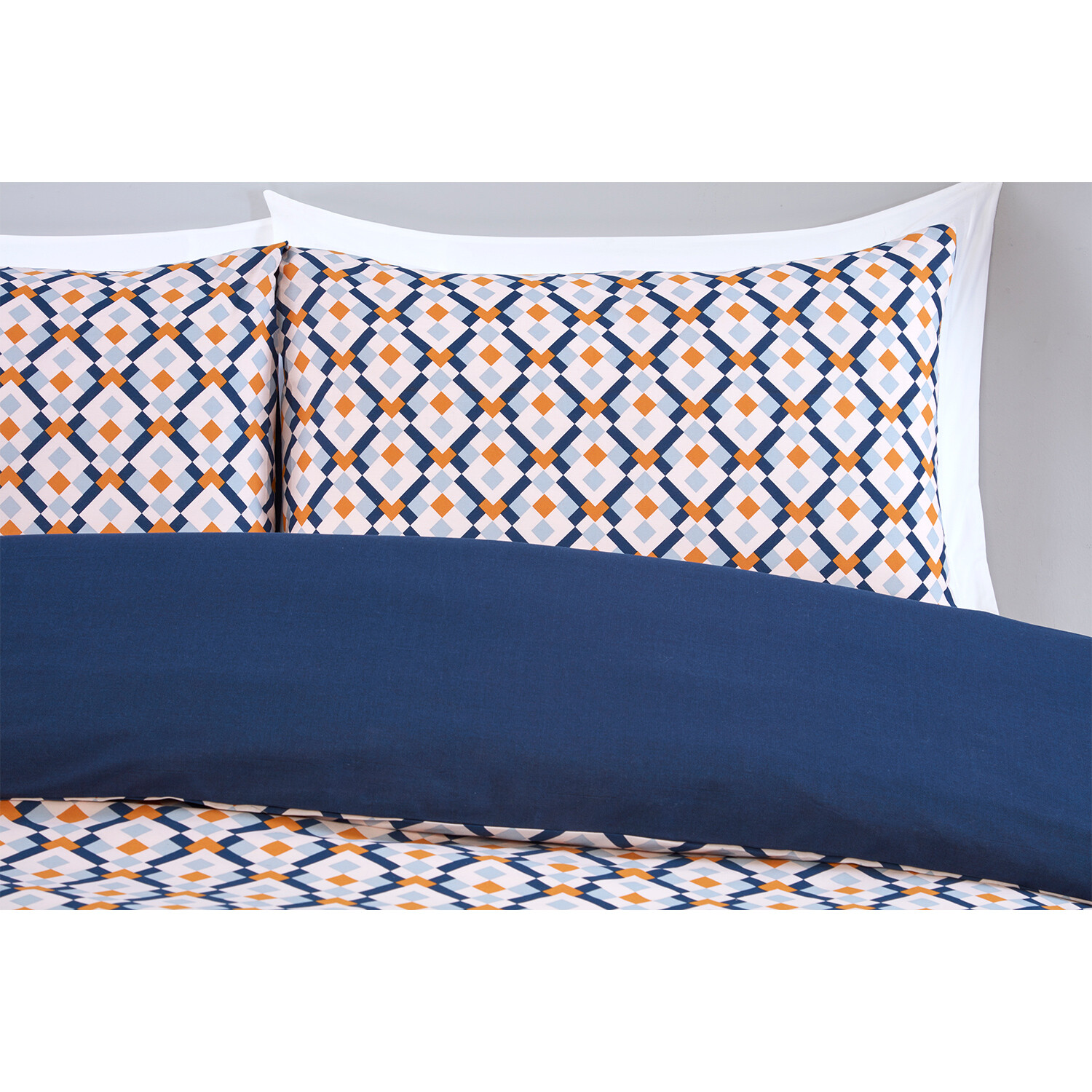 Dalton Reversible Geometric Duvet Set - Navy / Double Image 5