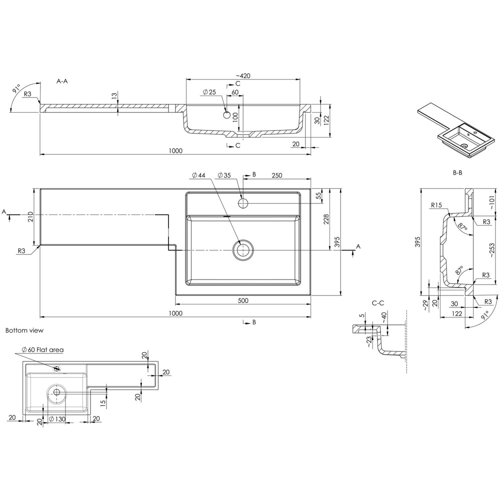 Bathstore Panama 2 Door Oak Right Hand Basin and WC Unit 1000mm Image 6
