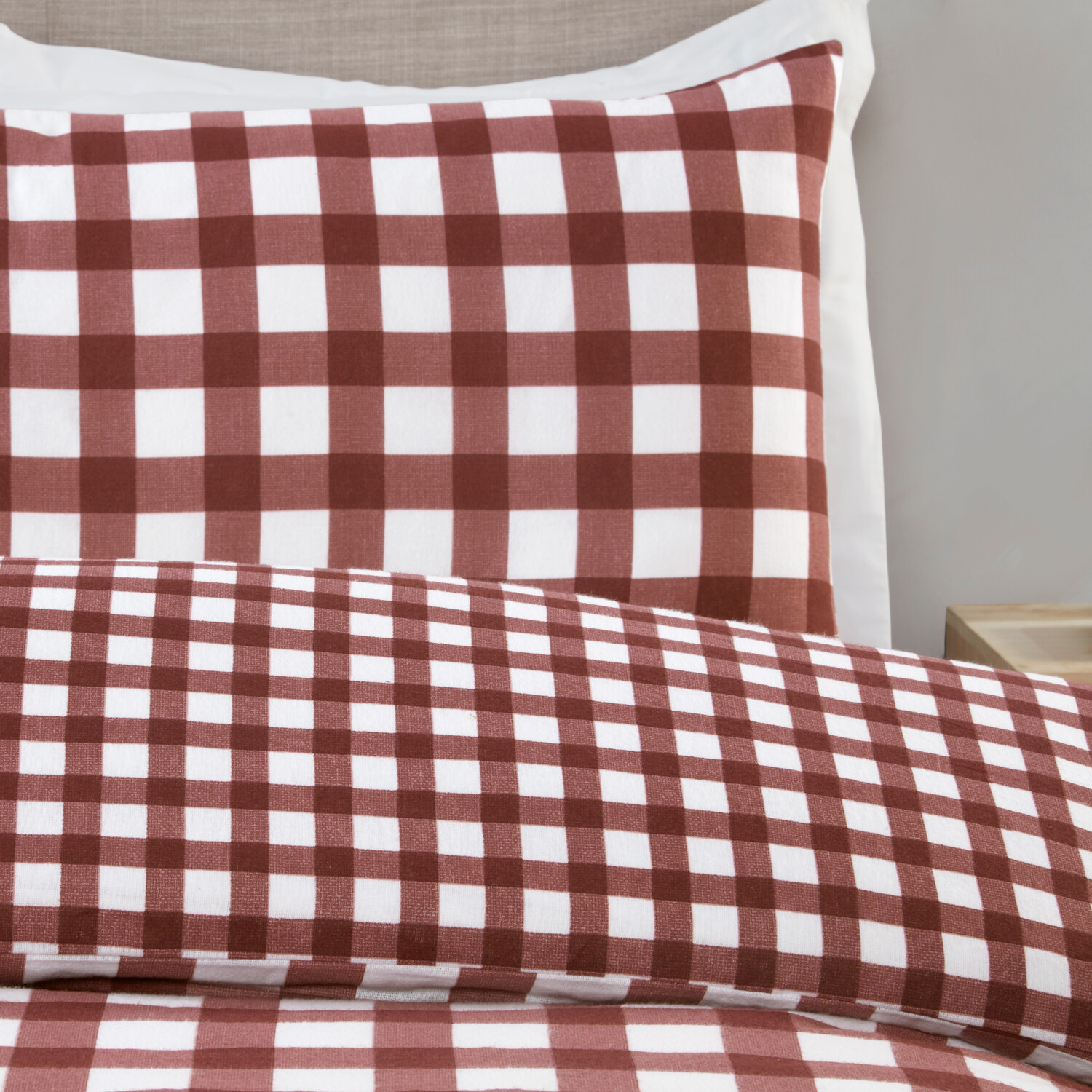 Catriona Gingham Duvet Set Burgundy Double Image 3